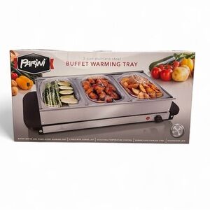 NIB Parini Stainless Steel Buffet Warming Tray - Silver